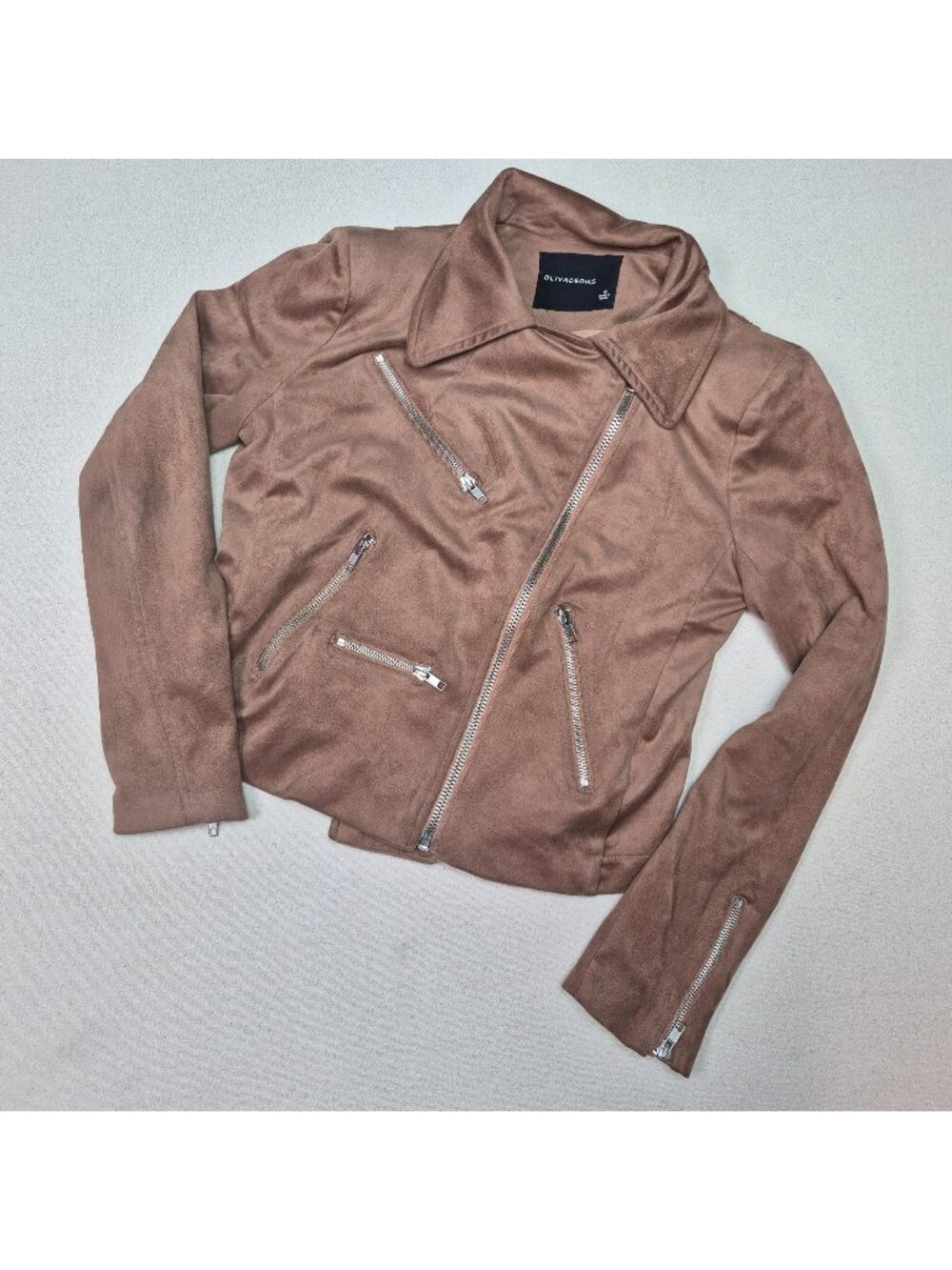 Olivaceous Women's Cropped Bolero Suede Jacket Sz M Sophisticated Streetwear